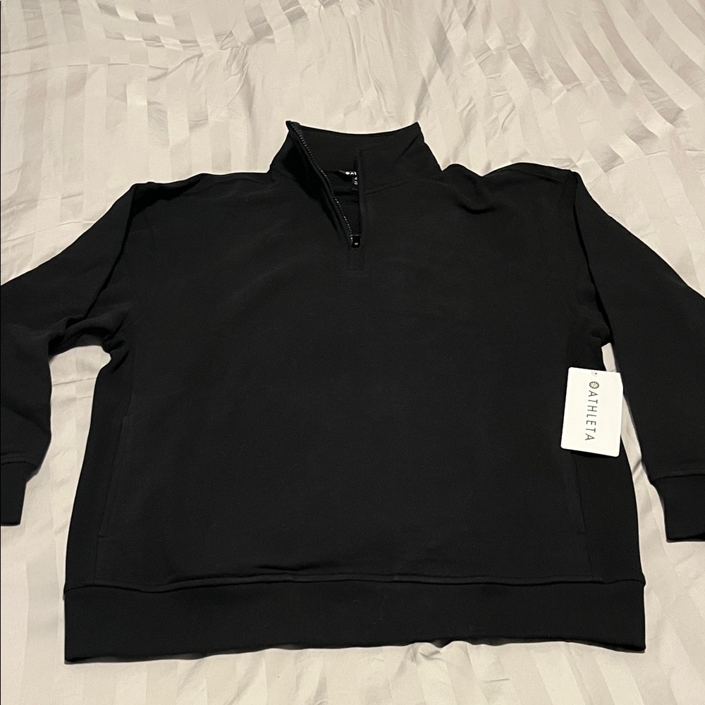 Athleta Woman’s 1/4 Zip Black Sweatershirt